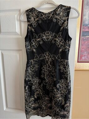 Guess Black Mini Dress with Gold Floral Lace